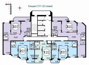 секция 2 (11-22 этажи)