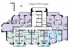 секция 1 (10-21 этажи)